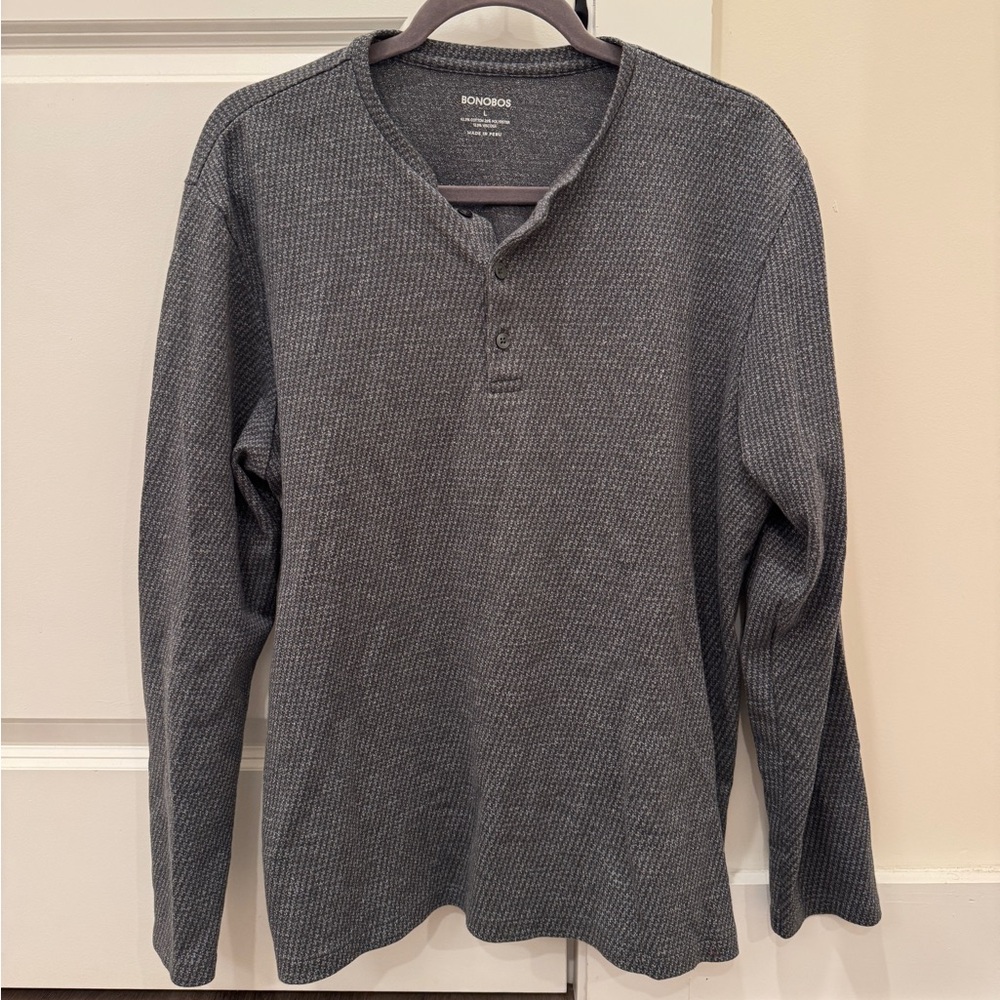 Bonobos Charcoal Long Sleeve Henley